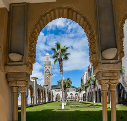 02_Fragments of the complex of  the Majestic Hassan II Mosque in Casablanca, Morocco.