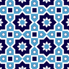 Abstract geometric mosaic pattern, marble tiles in Moorish style, textured seamless vector illustration