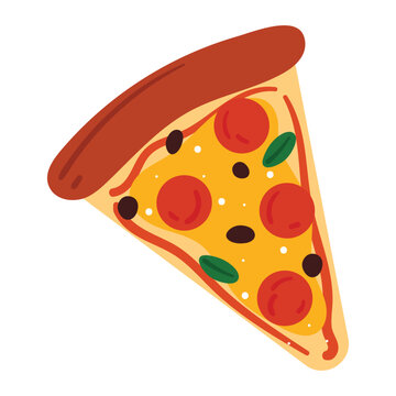 hand drawing cartoon pizza. cute food sticker doodle