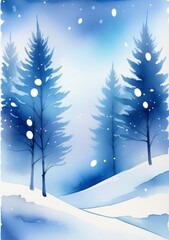 Winter Landscape With Trees And Snow Vector