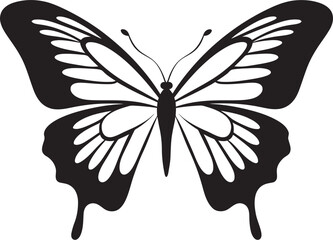 Midnight Mirage Elegant Black Butterfly Icon Ebony Elegance Vector Butterfly Symbol Emblem