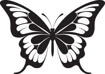 Stealthy Grace Vector Butterfly Logo in Black Moonlit Melancholy Black Butterfly Emblem