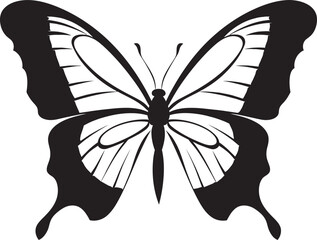 Stellar Serenade Vector Butterfly Logo in Black Murmurs of Midnight Black Butterfly Icon Design