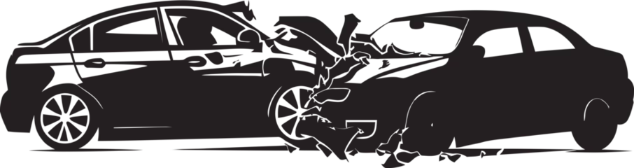 Zelfklevend Fotobehang Shattered Silence Vector Car Accident Logo in Black Noir Catastrophe Black Car Crash Emblem Design © BABBAN