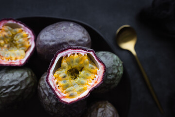 Exotic Passion Fruit on a Moody Background