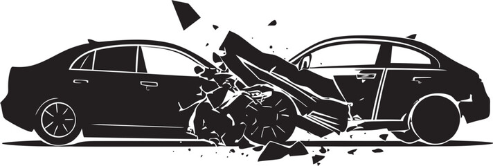 Shattered Silence Black Car Accident Icon Logo Noir Catastrophe Vector Car Accident Emblem