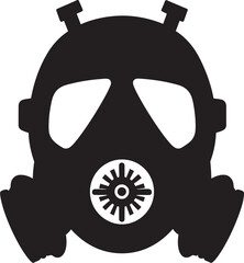 Ebony Sentinel Black Gas Mask Logo Design Stygian Protector Vector Gas Mask Icon Symbol