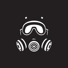Ebony Shield Black Gas Mask Emblem Symbol Stygian Guardian Vector Gas Mask Icon Design