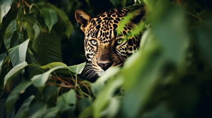 jaguar hiding in jungle