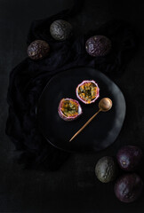 Exotic Passion Fruit on a Moody Background