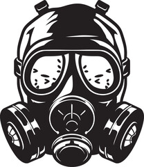 Noir Defender Black Gas Mask Logo Icon Dark Shield Vector Gas Mask Emblem Design