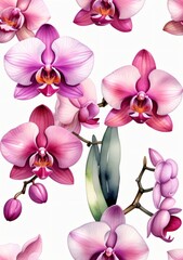 Naklejka na ściany i meble Seamless Orchid Pattern Vector