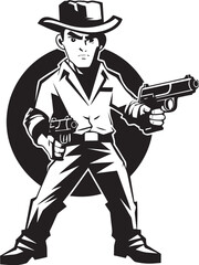Revolver Ready Black Gun Logo Aiming Ambition Vector Gun Icon