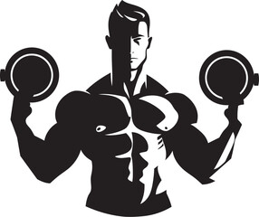 FitnessFusion Black Man with Dumbbell VectorVerve Dumbbell Icon Design