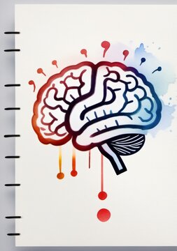 A Drawing Of A Brain With Paint Sperings