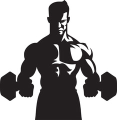 Fitness Forge Black Workout Icon Strength Stance Man Dumbbell Logo