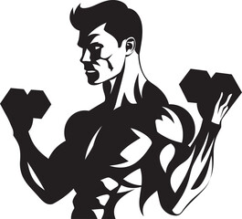 Iron Grip Vector Dumbbell Emblem Fitness Fusion Black Man Workout