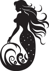 Eternal Elegance Vector Mermaid Emblem Nightfall Siren Black Mermaid Logo
