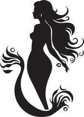 Noir Nautical Mermaid Logo Iconography Onyx Oceanic Vector Mermaid Icon