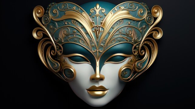 Embossed ornamental female mask AI generated image