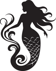 Inkstone Siren Vector Mermaid Iconography Darkened Depths Mermaid Black Vector Design