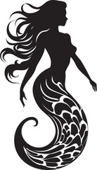 Abyssal Aura Mermaid Emblem Design Moonlit Mermaid Vector Black Symbol