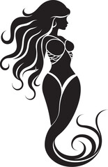 Midnight Melody Mermaid Vector Icon Twilight Tides Black Mermaid Symbol