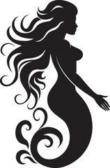 Noir Nautical Notes Black Mermaid Logo Midnight Melody Mermaid Vector Icon