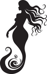 Majestic Marine Muse Black Mermaid Logo Icon Oceanic Opus Mermaid Vector Symbol Design