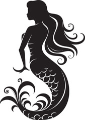 Ebon Echoes Black Mermaid Iconography Darkwater Dreams Vector Mermaid Emblem