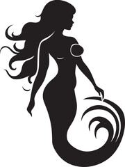 Twilight Tides Black Mermaid Symbol Enigmatic Ebon Vector Mermaid Emblem