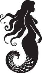 Noir Nautical Notes Black Mermaid Logo Midnight Melody Mermaid Vector Icon