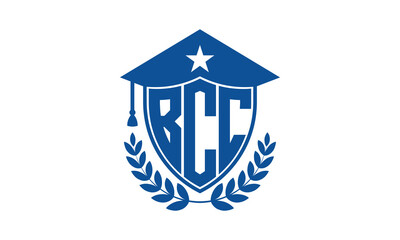 BCC three letter iconic academic logo design vector template. monogram, abstract, school, college, university, graduation cap symbol logo, shield, model, institute, educational, coaching canter, tech