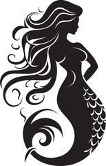 Onyx Ocean Odyssey Black Mermaid Symbol Abyssal Aura Vector Mermaid Icon