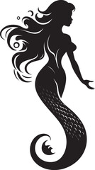 Whispering Waters Mermaid Vector Icon Abyssal Aura Black Mermaid Emblem