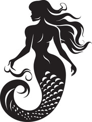 Mystic Marine Echo Mermaid Black Vector Eclipse Enchantment Vector Mermaid Logo