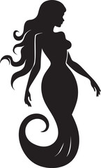 Onyx Oceanic Whispers Black Mermaid Symbol Whispering Waters Mermaid Vector Icon