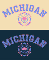 Vintage typography college varsity michigan detroit city usa slogan print for graphic tee t shirt or swaetshirt - Vector