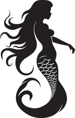 Twilight Tides Vector Mermaid Symbol Nocturnal Enchantment Black Mermaid Emblem