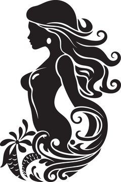 recommend clip art: Enchanted Echo Mermaid Vector Icon Midnight Mirage Black Mermaid Logo