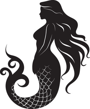 recommend clip art: Midnight Mirage Black Mermaid Logo Sable Serenade Vector Mermaid Emblem