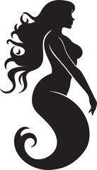 Marine Melody Black Mermaid Icon Design Whispering Waves Mermaid Vector Logo