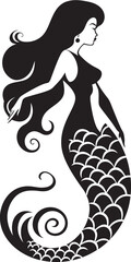 Whispering Waves Mermaid Vector Logo Sirens Song Black Vector Mermaid Symbol