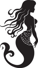 Deep Sea Elegance Mermaid Logo Icon Tritons Tranquility Black Mermaid Vector