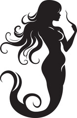 Sirens Serenade Black Mermaid Icon Design Lagoon Legend Vector Mermaid Logo Icon