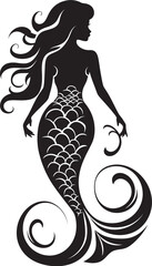 Abyssal Allure Black Mermaid Vector Symbol Oceanic Overture Mermaid Emblem Logo
