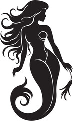 Seafaring Siren Mermaid Logo Iconography Nautical Nymph Black Mermaid Vector Design