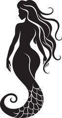 Sirens Symphony Vector Mermaid Icon Deep Sea Elegance Black Mermaid Logo