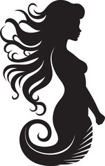 Mermaid Melody Emblematic Vector Logo Whispering Waters Black Mermaid Symbol Design