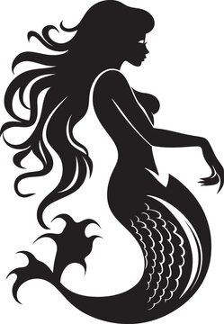 recommend clip art: Tritons Tale Mermaid Vector Emblem Aqua Aura Black Vector Mermaid Icon Design